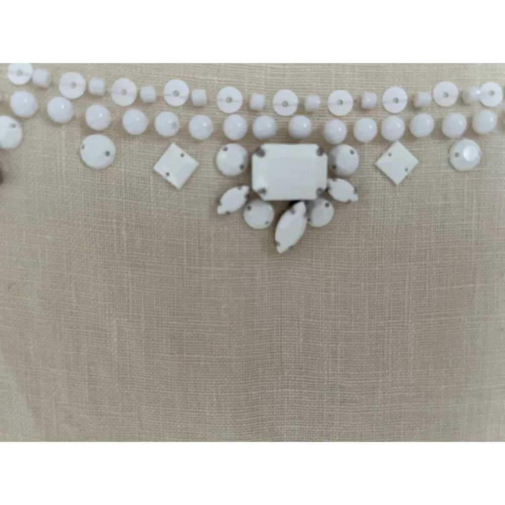 MICHAEL KORS 100% Linen Tunic Beaded Off-White Sleeveless Size 4
